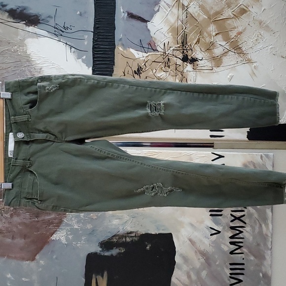 RSQ Distressed Olive Green Baja Ankle Raw Hem 7 - Picture 1 of 9